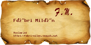 Fábri Milán névjegykártya
