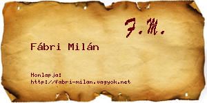 Fábri Milán névjegykártya
